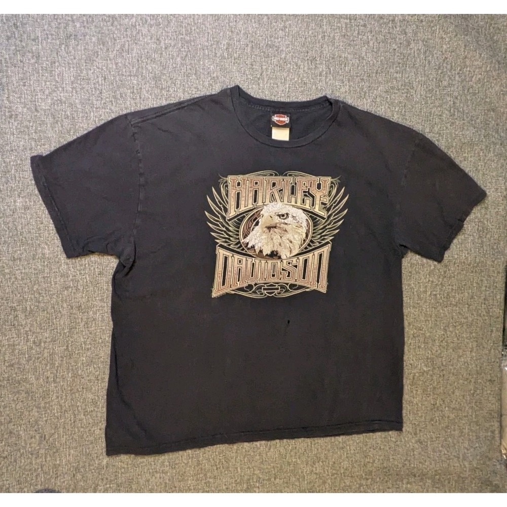 Harley Davidson Eagle Daytona Beach T Shirt Mens 2XL Black Motorcycle‎ Biker Tee